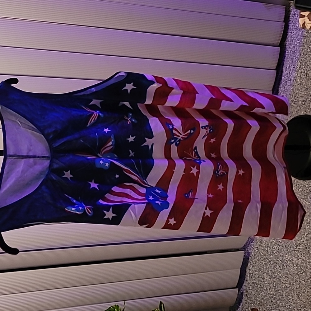 Ladies Festive butterfly print tank top 3x